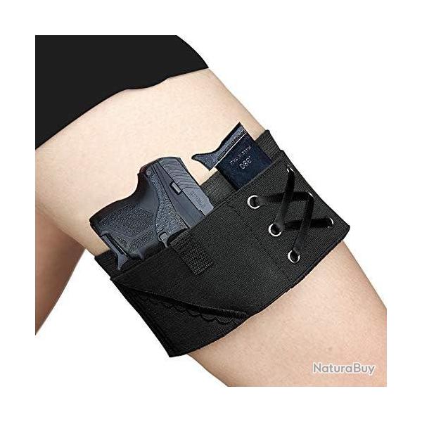 HOLSTER DE CUISSE POUR FEMME - AMBIDEXTRE - NOIR - LIVRAISON GRATUITE