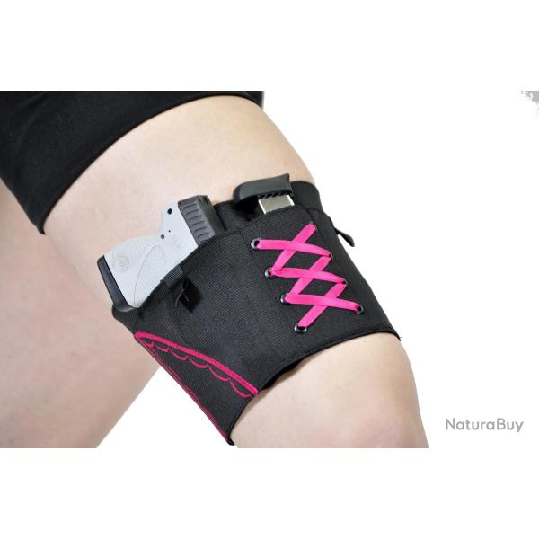 HOLSTER DE CUISSE POUR FEMME - AMBIDEXTRE - ROSE - LIVRAISON GRATUITE