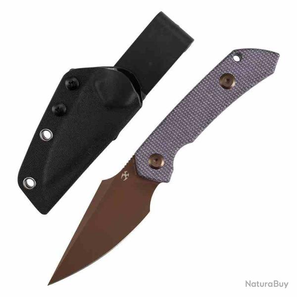 Couteau Kansept Fenrir Lame Acier D2 Rose Gold Manche Purple Micarta Etui Kydex G3034A5