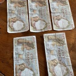 5 Billets de 100 francs