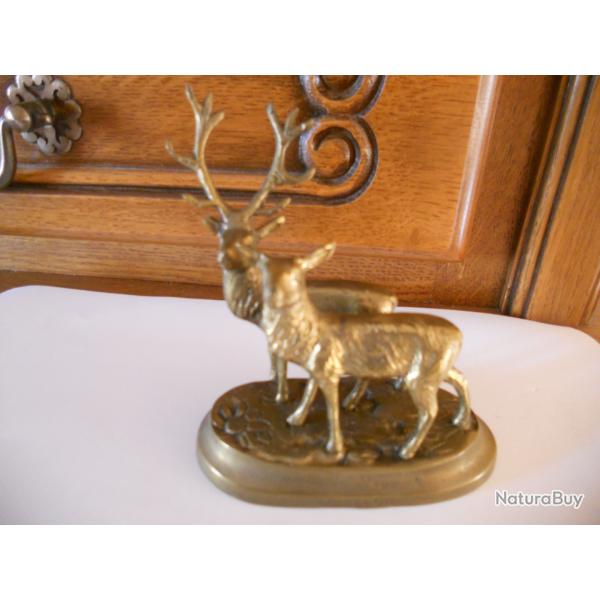 bronze poids 360 grammes , cerf et biche , gravure BOUILLON