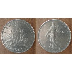 France 1 Franc 1961 Piece Semeuse Nickel Francs