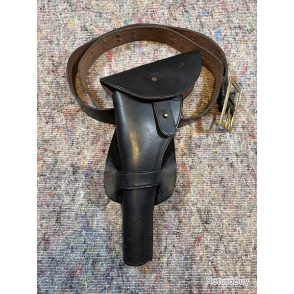 Etui cuir Western noir type US avec ceinturon 129cm (C01) GAUCHER