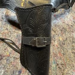Ceinturon cuir noir tr&egrave;s robuste "fonctionnel"  L125cm (C04)