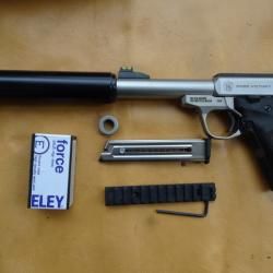 Pistolet Smith & Wesson - S&W 22 Victory - 22 LR - - Canon Filet&eacute; avec son reducteur de son