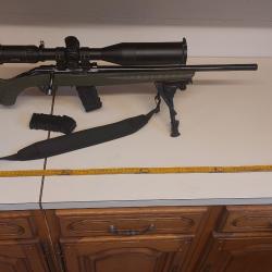 22lr ruger am&eacute;ricain rimfire od green + lunette hawke 4-16x50 + bipied + 2 chargeur 10 coups