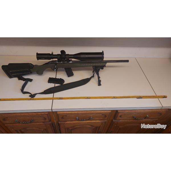 22lr ruger am�ricain rimfire od green + lunette hawke 4-16x50 + bipied + 2 chargeur 10 coups