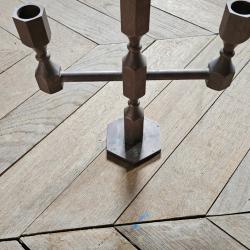 Cand&eacute;labre Scandinave (Bougeoir)Laiton massif 4 Bougies - Metallsl&ouml;jden Gusum Sweden Vintage