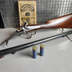 Joli fusil juxtapos&eacute; &agrave; broche calibre 12 de la Manufacture d'Armes de Saint Etienne + 2 cartouches