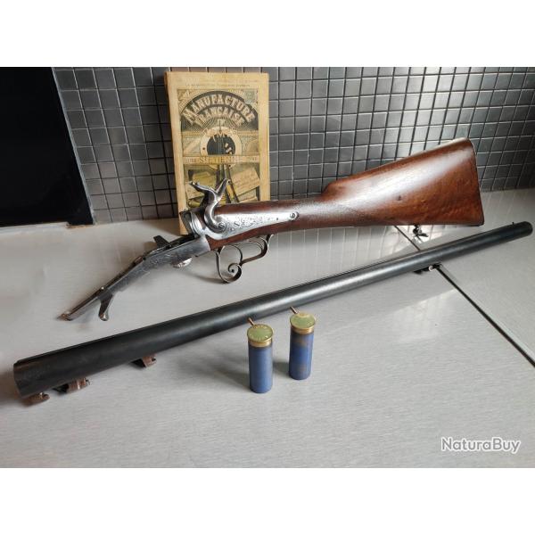Joli fusil juxtapos� � broche calibre 12 de la Manufacture d'Armes de Saint Etienne + 2 cartouches