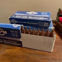 1 bo&icirc;te de Cartouches 7-08 PPU 140 grs PSP-BT