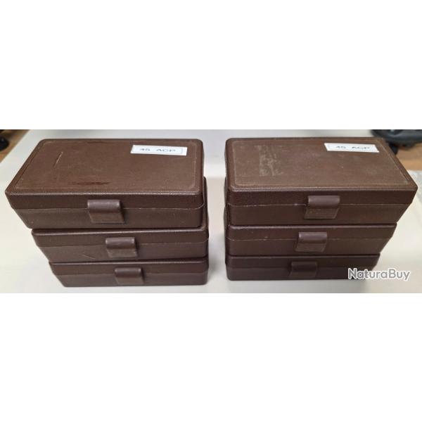 Lot de 6 boites de rangement pour calibre 45ACP