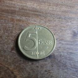 monnaie belgique 5 frank 1994
