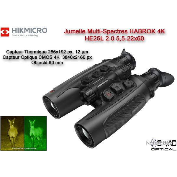 Jumelle HIKMICRO Multi-Spectres HABROK 4K - HE25L 2.0 - 5,5-22X60