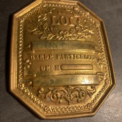 authentique plaque de garde particulier &eacute;poque Napol&eacute;on III