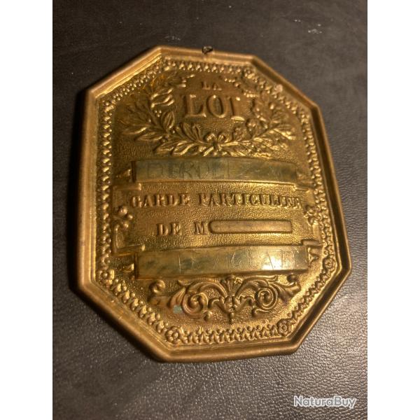 authentique plaque de garde particulier �poque Napol�on III