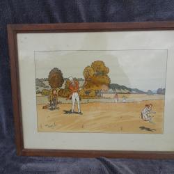 Belle gravure sur le th&egrave;me du golf par Harry Eliott.
