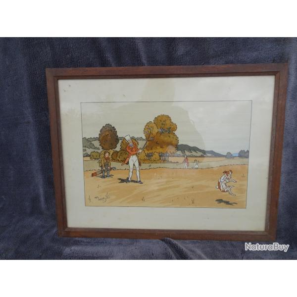 Belle gravure sur le th�me du golf par Harry Eliott.