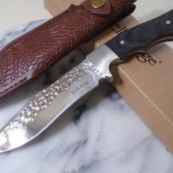 Elk Ridge - Couteau de chasse Survie Lame Drop Point Acier Inoxydable Manche Bois Etui Cuir