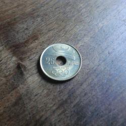 monnaie juan carlos 25 pesetas barcelone 92 /   1990