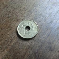 monnaie juan carlos 25 pesetas s&eacute;villa  1992