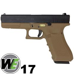 Pistolet Airsoft Gaz WE R17 Gen4 GBB - R&eacute;plique Glock 17 Culasse Mobile Tan (WE-G001B-TAN)