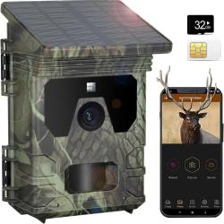 Cam&eacute;ra de chasse solaire 2K 30MP 4G - Vision nocturne 120&deg; - Surveillance faune, maison, &eacute;levage