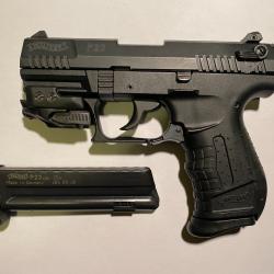 Pistolet WALTHER P22 Semi-Auto 22lr avec viseur laser et 2 chargeurs