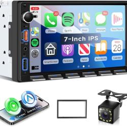 Autoradio 2 Din Touches de Piano avec Carplay Android Auto sans Fil, 7 Pouces IPS HD &Eacute;cran Tactile P
