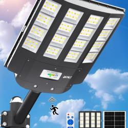 Lampadaire Solaire Exterieur, 6500K Projecteur Exterieur Puissant avec T&eacute;l&eacute;commande, IP67 &Eacute;tanche Sp