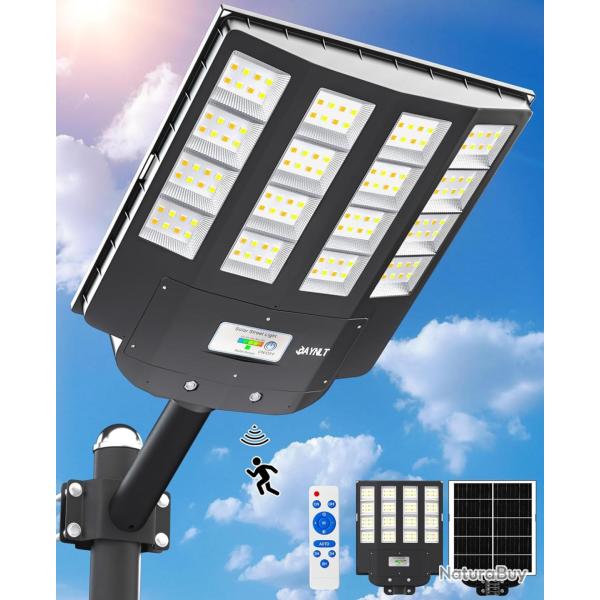 Lampadaire Solaire Exterieur, 6500K Projecteur Exterieur Puissant avec T�l�commande, IP67 �tanche Sp