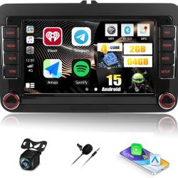 Autoradio Carplay Android 15 2G+64G pour VW Golf 5 6 Polo 5 T5 Skoda Passat B6 B7 Seat, Nav sans Fil