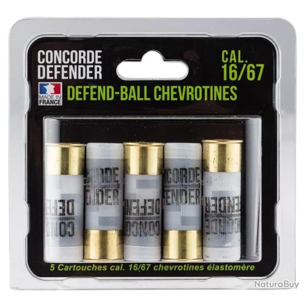 5 cartouches Defend-Ball cal. 16/67 chevrotines Elastomere Cal. 16