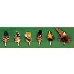C&ocirc;ne avec plume pour chapeau, lot de 6 pi&egrave;ces