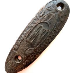 (M) Plaque de couche en corne blonde pour fusil de chasse 125 x 41 - 85 mm.