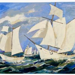 Laurent Leblanc grand tableau r&eacute;gates &agrave; Honfleur