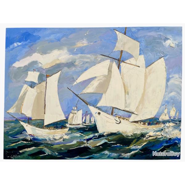 Laurent Leblanc grand tableau r�gates � Honfleur