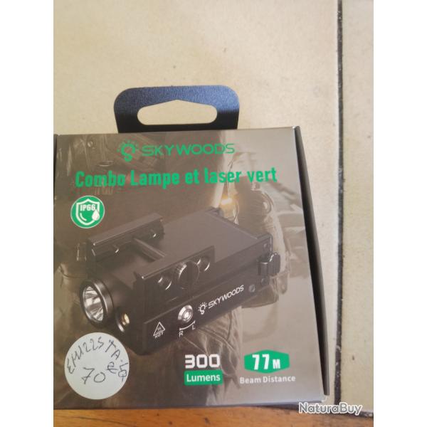 Combo lampe et laser Vert rail pycatini, SKYWOODS