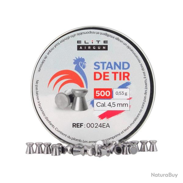 Plombs plats stand de tir - Elite Airgun - 4,5mm (x500)