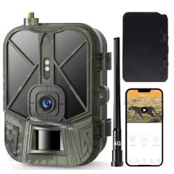 Cam&eacute;ra de chasse cellulaire 4G HD avec vid&eacute;o en direct, batterie au lithium, 50MP, 4K, application