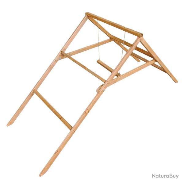 Perchoir poules en bois 2 �chelles avec balan�oire