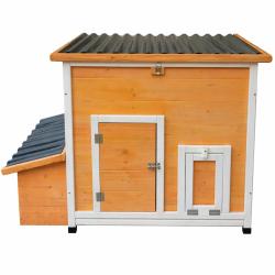 Poulailler Hefa+ en pin trait&eacute; avec toit plastique - 6 poules