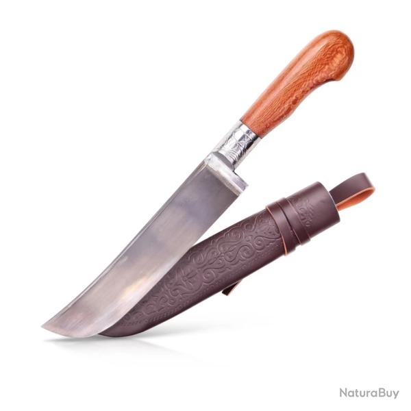 Couteau Ouzbek Traditionnel Pchak - fair Main - Acier Carbone - Manche �rable Brun - 29,5 cm