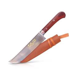 Couteau Ouzbek Pchak Artisanal - 29 cm - fair Main - Acier Carbone - Manche en Bois Naturel