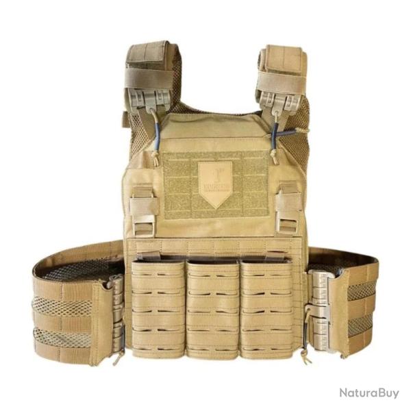 Gilet porte-plaques tactique Cordura 500D laser cut (coyote)