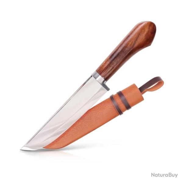 Grand Couteau Ouzbek Pchak - 31 cm - Fait Main - Acier Inoxydable - Manche en �rable Brun