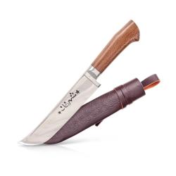 Couteau Ouzbek Pchak - 29 cm - fair Main - Acier Valve - Manche en &Eacute;rable Brun