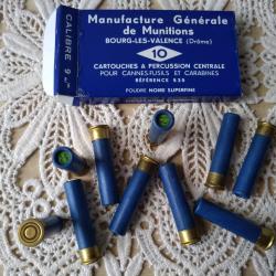 Pour CANNE FUSIL : BOITE CARTOUCHES 9mm PERCUTION CENTRALE