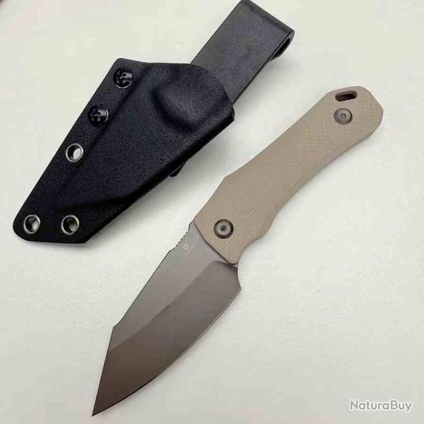 Couteau Tenable Loki Lame Acier D2 Gray TiCn Coated Manche Light Sand G10 Etui Kydex G1058A1