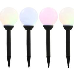 Lampes solaires jardin LED sph&eacute;riques 15 cm RVB &eacute;tanches lot 4